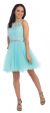 Lace Top Tulle Skirt Short Homecoming Party Dress in Aqua
